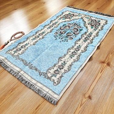 Imagem de Gardeniahome Tapete de oração texturizado sedoso luxuoso com Tasbih - Tapete de oração turco premium - Janamaz muçulmano islâmico macio para Salah - Design elegante, portátil e confortável - Feito na