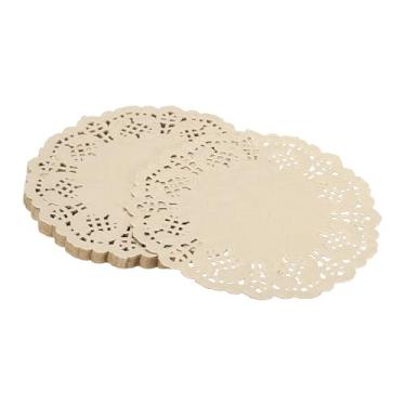Imagem de YELARXI Doilies de papel, toalhas de renda de papel, descartáveis, redondos, modernos, decorativos, volumosos, 4,5 polegadas, adequado para bolos, sobremesas, artesanato, grelhados, fritos, utensílios
