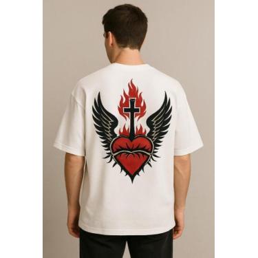 Imagem de Camiseta Streetwear Oversized Masculina saint heart - swagon, M