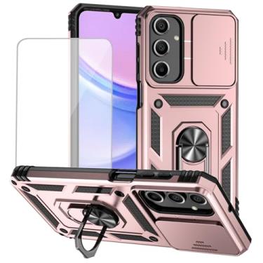 Imagem de Yodueiv Capa para Galaxy A16 5G/para SamsungA16 SM-A166B com protetor de tela de vidro temperado e capa de câmera deslizante, anel magnético suporte de carro capa protetora para Samsung Galaxy A16