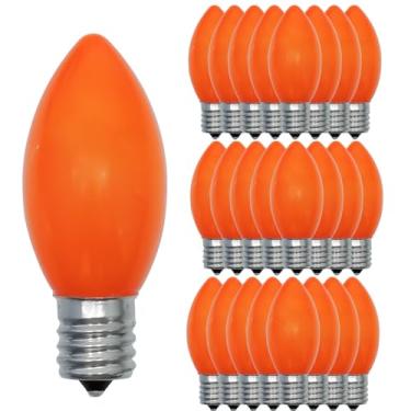 Imagem de Pallerina Pacote Com 25 Lâmpadas Led C9 Laranja Para Áreas Externas, C9/E17, 0,6 Watts, De Plástico, À Prova Quebra, Iluminação Varanda Interna Natal, Lustres E Luzes Noturnas