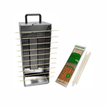 Imagem de Kit - Churrasqueira 10 Espetinhos Churrasquito A Gás Pr-199 + 50 Espet