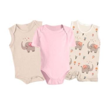 Imagem de Kit Body Bebê Manga Curta Regata Macacão Curto 3 Pçs Algodão - Koala B