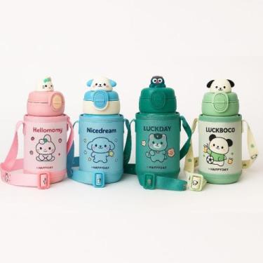 Imagem de Garrafa Térmica Infantil 500ml Case Com Alça Canudo Tampa A Vácuo Anti