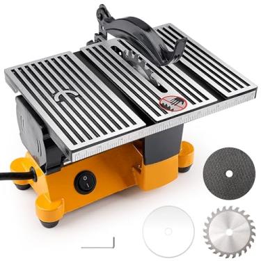 Imagem de Sbestily Mini serra de mesa, serra elétrica multifuncional portátil para artesanato DIY, corte de metal, azulejo de cerâmica, vidro, serras de mesa com 3 lâminas
