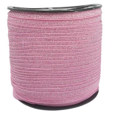 Imagem de Elástico Lurex Chato 7mm Encadernação Várias Cores ElasticoComum Rosa 