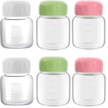 Imagem de Garrafas de água pequenas, Garrafas de água de vidro de 300 ml com tampa, Garrafas de suco de 10 onças à prova de vazamento de vidro transparente, (6 pacotes)