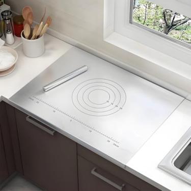 Imagem de Tábua de cortar aço inoxidável 316, tábua de cortar, tábuas de corte para cozinha, tábua de corte grande para cortar carne, legumes, frutas, queijo (100 x 58 cm)