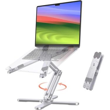 Imagem de Suporte para Notebook, Suporte Giratório de 360° para Laptop para Mesa, Suporte Ergonômico Dobrável para Computador, Compatível com Todos Os Laptops de Até 16 Polegadas, Prata