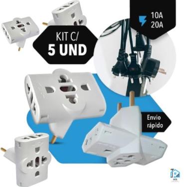Imagem de Adaptador de Tomada T Multiuso Triplo 10A/20A Kit com 5 Benjamin Plug 
