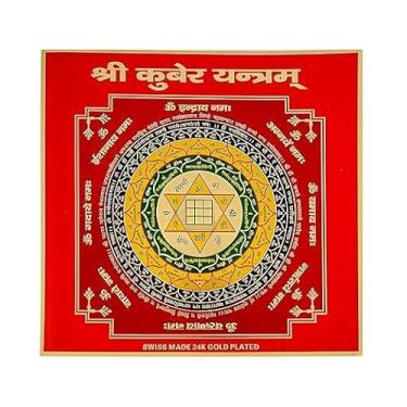 Imagem de Papel dourado Sri Kuber Yantra, Energized Yantra para dinheiro, crescimento de negócios, riqueza, sorte, lucro, prosperidade (embalagem com 1) (sem moldura)