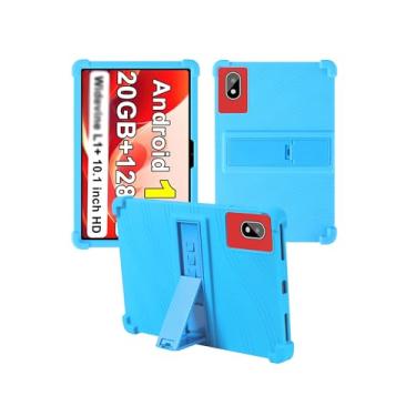 Imagem de Capa para tablet UJJ U6 Android 14 tablets de 10 polegadas, capa protetora de borracha leve à prova de choque, capa protetora de silicone macio para crianças, azul claro