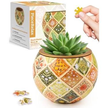 Imagem de PieceRelax Vaso de quebra-cabeça 3D 80 peças - Daisy Breeze, vasos de flores para decoração de casa para cactos internos, vasos de suculentas [K1129]