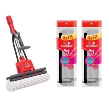 Imagem de Kit Mop PVA Sem Cabo Rodo Esfregão Esponja Absorvente 1620 + 2 Refil 1620R