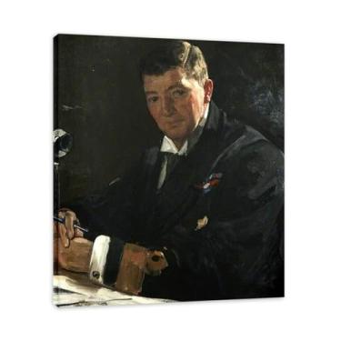 Imagem de The Chief Naval Censor John Lavery Iconic Realist Portrait & War Scene Canvas Art – Decoração de parede irlandesa atemporal para casa emoldurada 39,98 x 48 cm