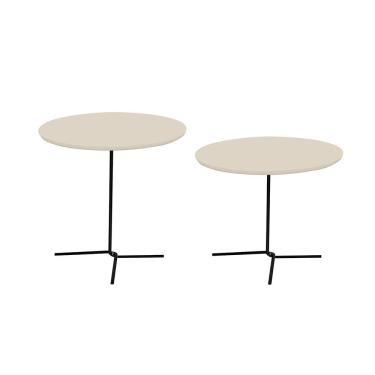 Imagem de Conjunto Mesas Laterais Veneza Off White 60-50 - Industrial