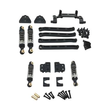Imagem de Fenteer Kit de atualização 1/12 RC Amortecedor dianteiro traseiro Suporte de barra de direção Suporte de choque de metal para MN82, Preto