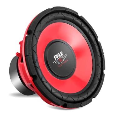 Imagem de Pyle Alto-falante de áudio subwoofer para veículos automotivos – cone eletrochapeado vermelho de 25 cm, cesta de aço vermelho, bobina de voz Kapton de 3,8 cm, impedância de 4 Ohm, potência de 600