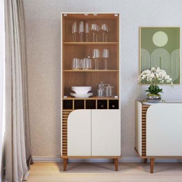 Imagem de Cristaleira 2 Portas de Vidro e Adega Ewa Cozinha Off White Matte/Frei