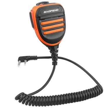 Imagem de BAOFENG Microfone de rádio, microfone de polícia de ombro remoto UV-5R BF-F8HP 5RM UV-21R K5PLUS UV-17R TIDRADIO TD-H3 TD-H8 Quansheng UV-K5 microfone de alto-falante portátil walkie talkie (laranja x