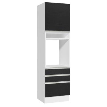 Imagem de Torre Quente Madesa Glamy 60 cm 1 Porta 3 Gavetas - Branco/Preto