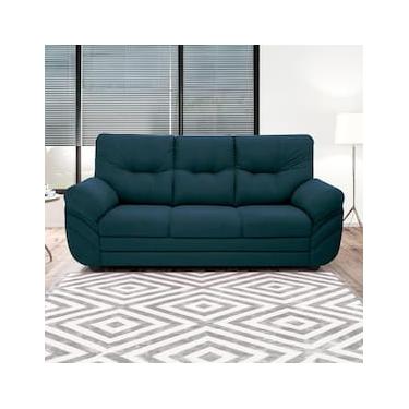 Imagem de Sofá 3 Lugares Linoforte Francis com Almofadas Fixas e Revestimento em Suede 202 cm de Largura