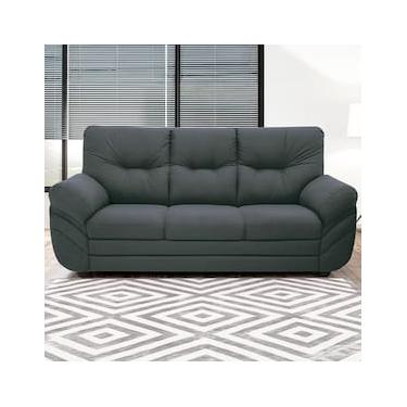 Imagem de Sofá 3 Lugares Linoforte Francis com Almofadas Fixas e Revestimento em Suede 202 cm de Largura