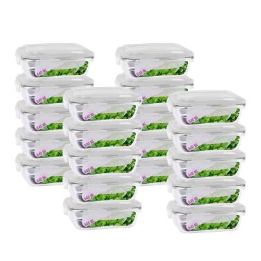 Imagem de Kit 20 Potes Vidro 640ml Hermetico Marmitas 4 Travas Resistente