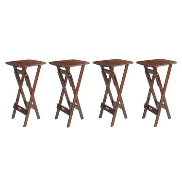 Imagem de 4 Mesas Bistrô Dobráveis 98cm Compensado Naval Pinus Imbuia