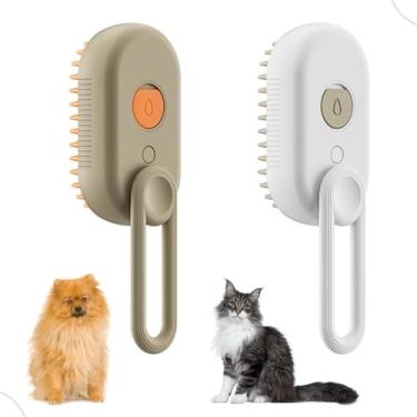 Imagem de Escova A Vapor Para Gato E Cachorro Remove de Pelos e Massageador 3 Em 1 com as Pontas de Borracha Macia