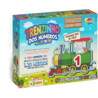Imagem de Quebra-cabeça Madeira, Aquarela Brinquedos, Trenzinho dos Números, 20 peças