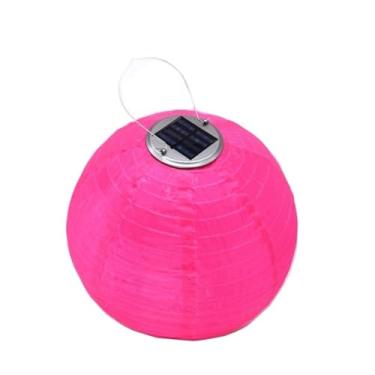 Imagem de Lanterna solar de jardim de 12 polegadas - Lâmpada de bola suspensa com luzes de fada de nylon para áreas externas(Hot Pink1)
