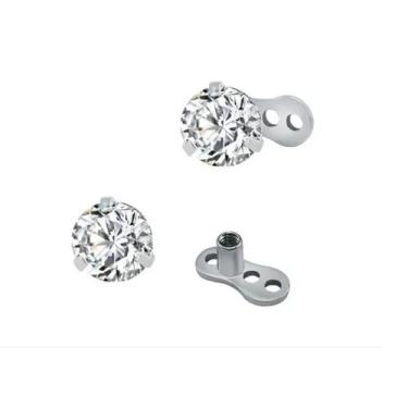 Imagem de Piercing Microdermal Zirconia Pedra Cristal 4Mm Aço - Decastro