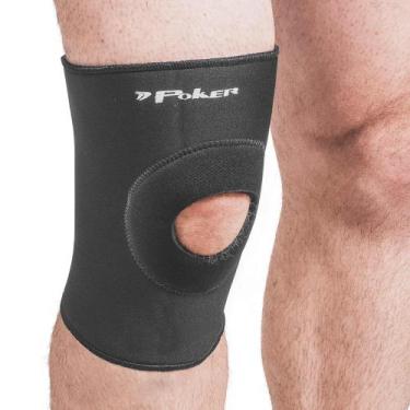 Imagem de Joelheira Neoprene Curta C/ Orifício e Reforço 06021 - Poker, Preto, G