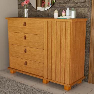 Imagem de Cômoda Ripada com 4 Gavetas e Pés Estilo Moderna Organização e Design 