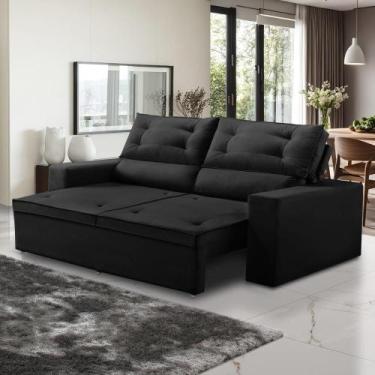 Imagem de Sofá Retrátil e Reclinável 2 lugares com Molas 1,50m Lana Suede Preto 