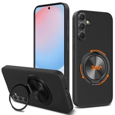 Imagem de Capa de telefone compatível com Samsung Galaxy S25 FE 5G 2025, suporte de anel giratório de 360° com suporte/suporte de silicone TPU Silm Fit capa protetora à prova de choque para Samsung Galaxy S25