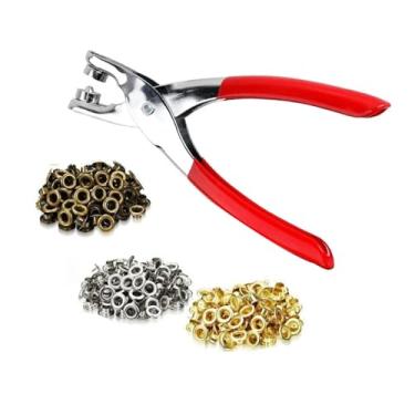 Imagem de Conjunto de ferramentas de alicates de ilhós com ilhós de 300 peças de metal para lona de couro, tecido de artesanato