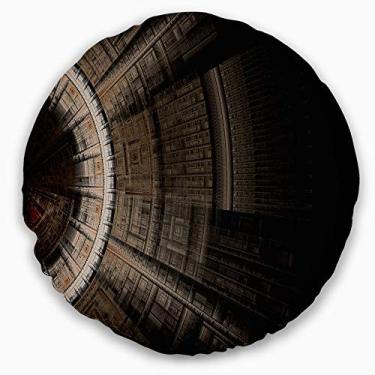 Imagem de Designart simétrico solar azul fractal arte abstrata sala de estar, sofá, enchimento de almofada + capa de almofada impressa em ambos os lados 40,64 cm