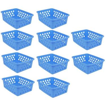 Imagem de Kit 10 Cestos Multiuso Pequeno Azul 12x6x16cm PP 1028 Uninjet