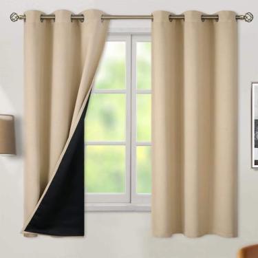 Imagem de Cortinas Blackout BGment Beige 160x160cm Térmicas com 2 painéis