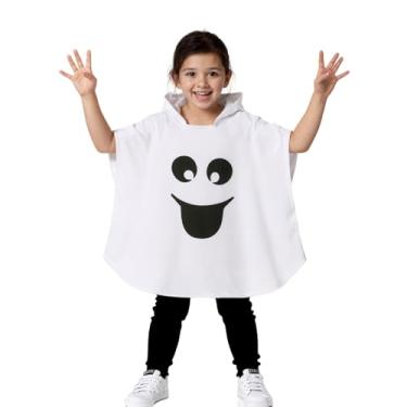Imagem de Fantasia de Halloween para meninos e meninas, capa branca com capuz, capa de fantasma, cosplay de Halloween, vestido extravagante, Branco C, 1-2T