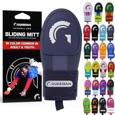 Imagem de Guardian Baseball Luva deslizante – tamanhos jovens e adultos – protetor deslizante – protetor de mão de beisebol – alça de compressão elástica (azul marinho)