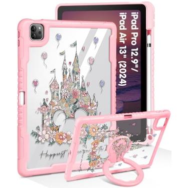Imagem de Uppuppy Capa para iPad Pro 12.9 para iPad Air de 13 polegadas M2 2024 - Capa feminina fofa com suporte e suporte para lápis, capa protetora feminina Kawaii para Apple de 12,9 polegadas para iPad Pro