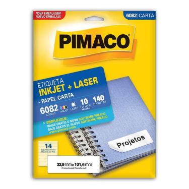 Imagem de Etiqueta inkjet/laser carta 6082 com 10 folhas Pimaco