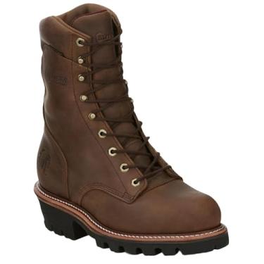 Imagem de Bota masculina Chippewa 22 cm impermeável com bico de aço e bico de aço, Bronzeado, 41 EU X-Wide