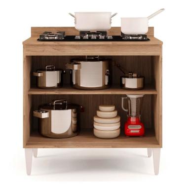 Imagem de Balcão Para Cooktop 2S Brenda 80Cm Castanho Preto