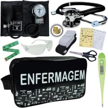 Imagem de Kit Academico Enfermagem Premium Preto Completo - Love Saude, PRETO EN