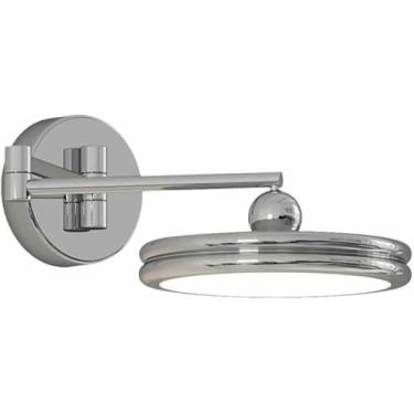 Imagem de WLHAZMWY Lâmpada de parede ajustável arandela vermelha redonda sombra prata acabamento moderno lâmpada quarto cabeceira luminária fácil instalação (cromado)