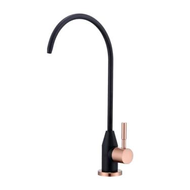 Imagem de Fonveth Torneira de água potável, torneira RO de cobre preto e vermelho de aço inoxidável para sistema de filtro de água embaixo da pia osmose reversa sem folga de ar para cozinha